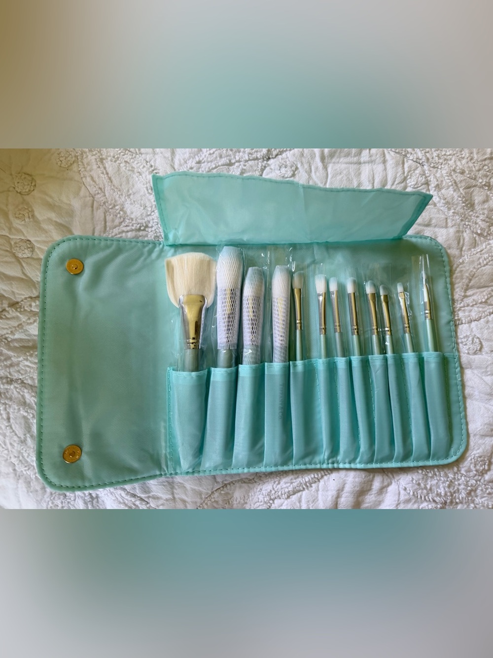 Set of 12 Tiffany & Co Fashion Makeup Brushes NEW in Branded Iridescent Box